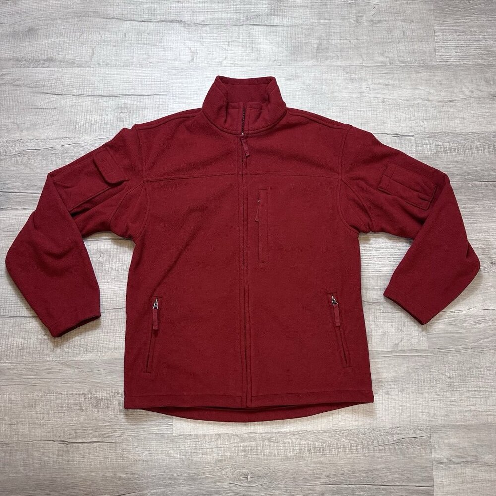 DULUTH TRADING CO Shoreman Fleece Windproof Jacket Red Orange Mens Medium 26706